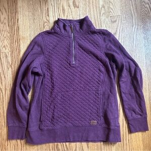 LL Bean Womens Quilted Quarter Zip Pullover Dark Plum Size M